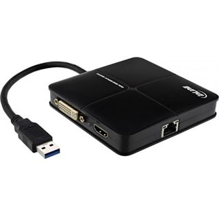 InLine USB Grafikkarte USB 3.0 zu DVI + HDMI, Dual Head, mit Gigabit