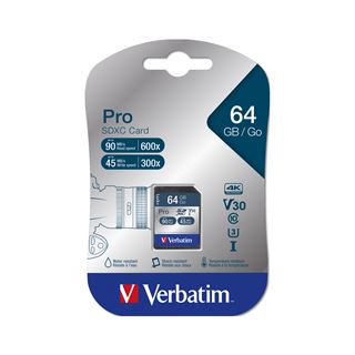 64 GB Verbatim Pro SDXC 600x Class 10 Retail