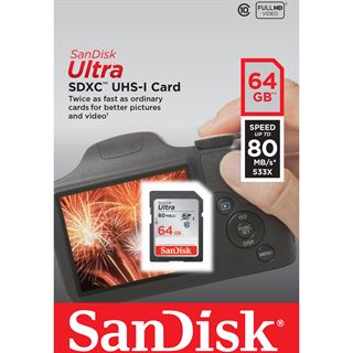 64 GB SanDisk Ultra 80MB/s SDXC Class 10 Retail