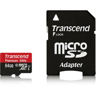 64 GB Transcend Premium microSDXC Class 10 Retail inkl. Adapter