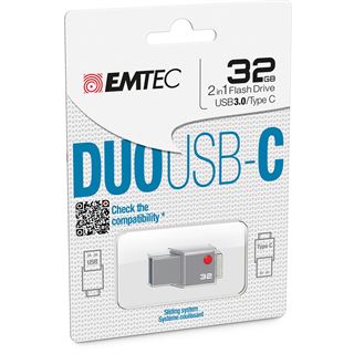 32 GB EMTEC DUO USB-C grau USB 3.0 und Typ C