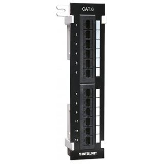 Intellinet Patchpanel 12-Port Cat6 UTP Wandmontage schwarz