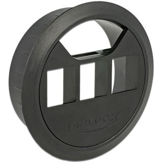 Delock Keystone Halterung 3 Port für Tischbau 60mm schwarz