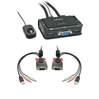 Lindy VGA KVM Switch Compact USB 2.0 Audio 2 Port