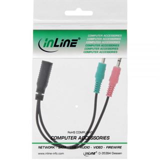 (&euro;26,00*/1m) 0.15m InLine Audio Adapterkabel 3.5mm Klinke Buchse