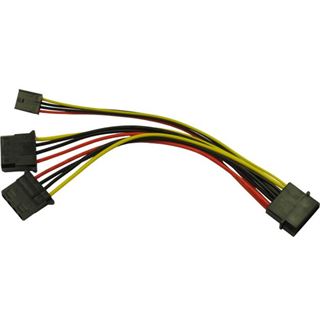 Inter-Tech Adapter 1x 4pin -> 2x 4pin + 1x FDD Molex 0,15m