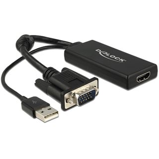 DeLOCK VGA + Audio zu HDMI mit Kabel schwarz