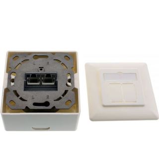 InLine Cat.6A Anschlussdose AP/UP 2x RJ45 Buchse RAL9010 wei&szlig;