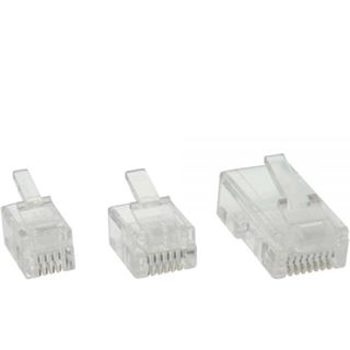 InLine Modularstecker, 4P4C RJ10 zum Crimpen auf Flachkabel, 10er Pack