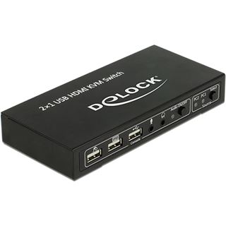 Delock KVM Switch 2 PCs -> 1 Monitor HDMI, USB, Klinke