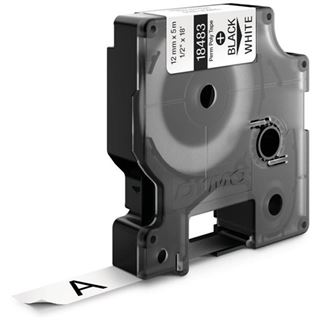 Dymo Rhino Band IND, Polyester 12mm x 5,5m schwarz auf wei&szlig;