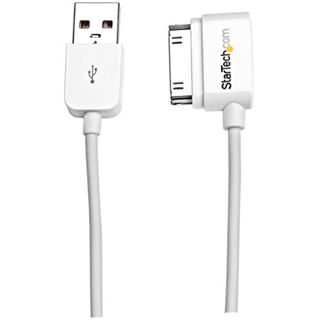 Startech 2.00m Apple Dock 30-Pin links gewinkelt auf USB weiß
