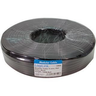 100.00m LogiLink Telefon Verlegekabel 4-adrig ohne Stecker Schwarz