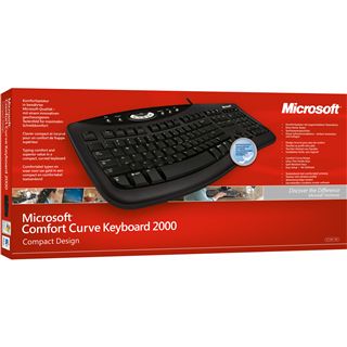 Microsoft 2000 Comfort Curve Tastatur Schwarz Deutsch USB