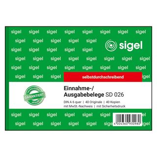 sigel Formularbuch "Ausgabe-/Einnahmebeleg", A6 quer, SD