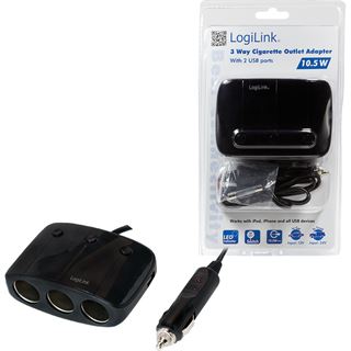 LogiLink KFZ-Mehrfach-Verteiler, 3 x 12 V Ausgang, 2 x USB