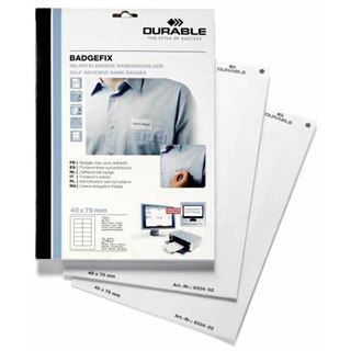 DURABLE Namensschilder BADGEFIX, selbstklebend, 40 x 75 mm