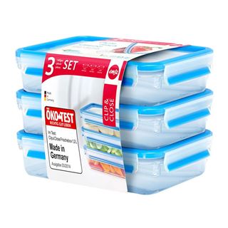 emsa Frischhaltedose CLIP & CLOSE, 3er Set, 1,20 Liter, blau
