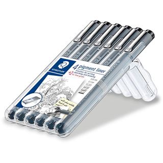 STAEDTLER Pigmentliner, schwarz, 4+2 GRATIS Etui
