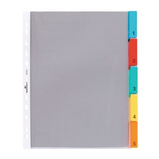DURABLE H&uuml;llenregister, A4, 5-teilig, 1 - 5, transparent