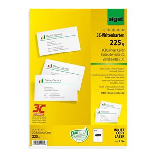 sigel PC-Visitenkarten, 85 x 55 mm, 225 g/qm, hochwei&szlig; (LP796)