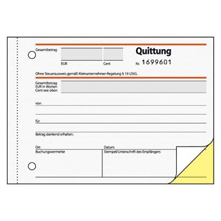 sigel Formularbuch "Quittung" f&uuml;r Kleinunternehmer
