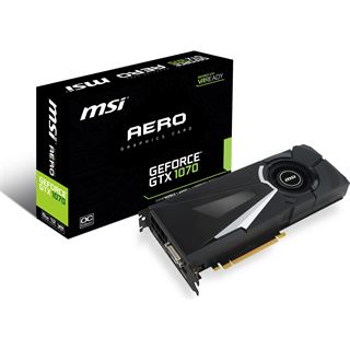 8GB MSI GeForce GTX 1070 Aero OC Edition Aktiv PCIe 3.0 x16 (Retail)