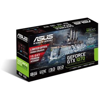 8GB Asus GeForce GTX 1070 Founders Edition Aktiv PCIe 3.0 x16 (Retail)
