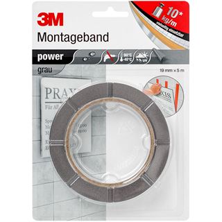 3M Montageband "power", 19 mm x 5 m, grau