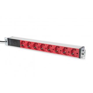(&euro;12,87*/1m) 2.00m Digitus Steckdosenleiste 1 HE Schwarz/Silber
