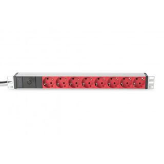 (&euro;12,87*/1m) 2.00m Digitus Steckdosenleiste 1 HE Schwarz/Silber