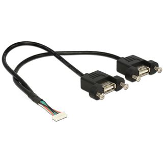 0.25m Delock USB2.0 Y-Kabel USB Pfostenstecker 8pol auf 2xUSB A