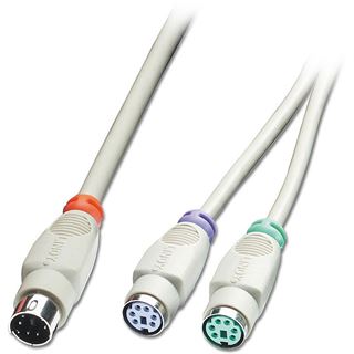 0.15m Lindy PS/2 Y-Kabel PS/2 Stecker auf 2xPS/2 Buchse Grau