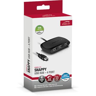 Speedlink Snappy USB Hub, 4-Port, USB 2.0, Passive - schwarz