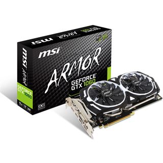 6GB MSI GeForce GTX 1060 Armor 6G OCV1 Aktiv PCIe 3.0 x16 (Retail)