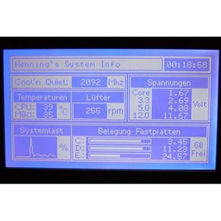 Alphacool LCD-Display 240x128 Pixel Blau neg. silber