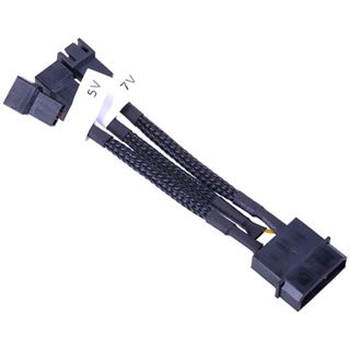 Phobya Adapter 4Pin Molex auf 3Pin 5V/7V/12V 10cm - Schwarz