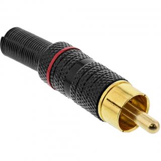 InLine Cinchstecker Lötversion Metall schwarz Ring rot für