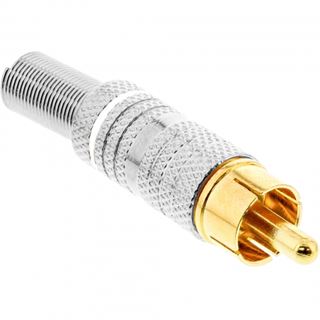 InLine Cinchstecker Lötversion Metall silber Ring weiß