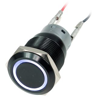 Phobya Vandalismusschalter 19mm Aluminium schwarz, wei&szlig; Ring