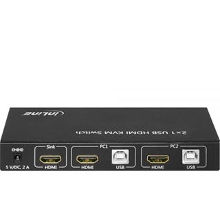 InLine KVM Desktop Switch, 2-fach, HDMI, USB 2.0 Hub, mit Audio