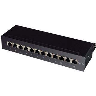 Logilink Patchpanel Tisch/Wand Cat.6A STP 12 Ports, schwarz