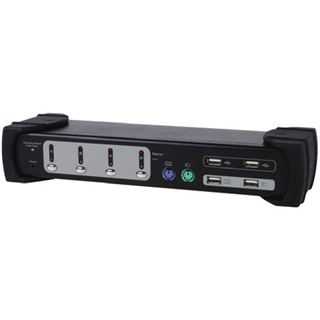 Equip KVM Switch 4x USB/PS2 Dual Monitor schwarz mit Audio