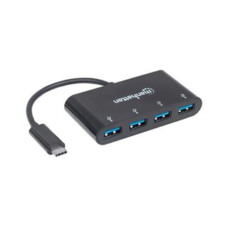 Manhattan USB 3.1 Gen1 TypC-Hub 4 USB A-Ports Strom &uuml;ber USB