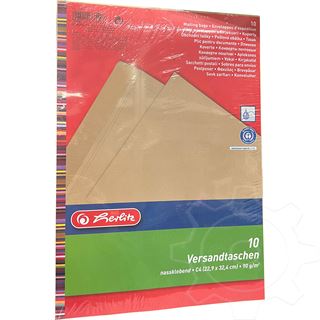Herlitz Versandtasche DIN C4, ohne Fenster, braun 10 Stück