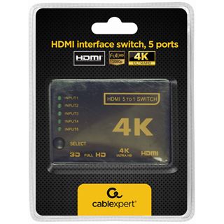 Gembird HDMI Switch 5 Eingänge -> 1 Ausgang 4k +Fernbed.