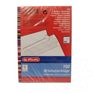 herlitz Briefumschlag, DIN C6, ohne Fenster, weiß haftklebend