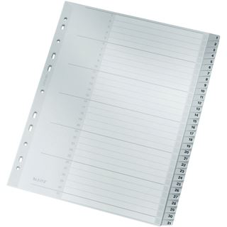 Leitz Kunststoff-Register, Zahlen, A4 Überbreite, 1-31, grau