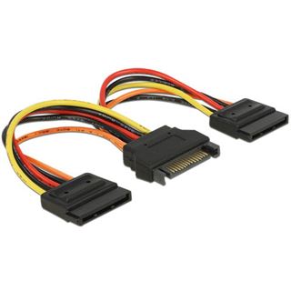 0.15m Delock SATA Y-Stromadapterkabel SATA Stecker auf 2xSATA Buchse