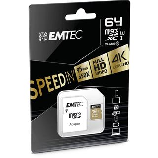 64 GB EMTEC Speedin microSDXC Class 10 U3 Retail inkl. Adapter auf SD